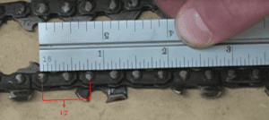 Demonstration of finding chain pitch with ruler