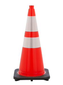 28 inch reflective orange and white striped traffic cone