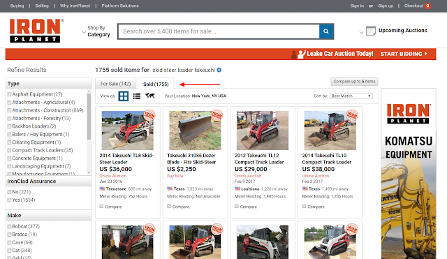 Ironplanet.com skid steer page